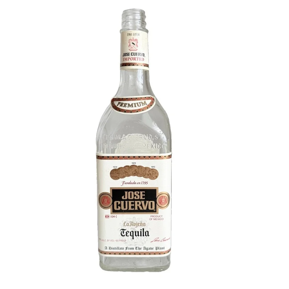 Jose Cuervo Imported Premium Tequila Empty 1 Liter Glass Bottle Mexico Bar Decor